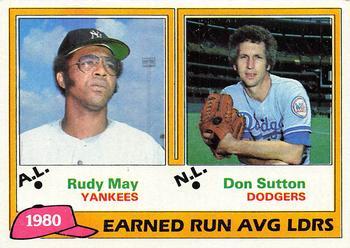#7 1980 Earned Run Average Leaders Rudy May / Don Sutton - New York Yankees / Los Angeles Dodgers - 1981 Topps Baseball