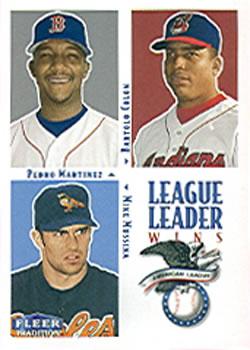 #7 AL Wins Pedro Martinez / Bartolo Colon / Mike Mussina - Boston Red Sox / Cleveland Indians / Baltimore Orioles - 2000 Fleer Tradition Baseball