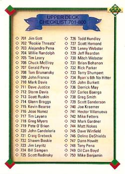 #800 Checklist: 701-800 - 1990 Upper Deck Baseball