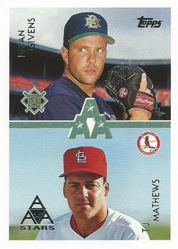 #102 Brian Givens / T.J. Mathews - Milwaukee Brewers / St. Louis Cardinals - 1996 Topps Baseball