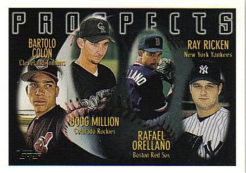 #428 Bartolo Colon / Doug Million / Rafael Orellano / Ray Ricken - Cleveland Indians / Colorado Rockies / Boston Red Sox / New York Yankees - 1996 Topps Baseball