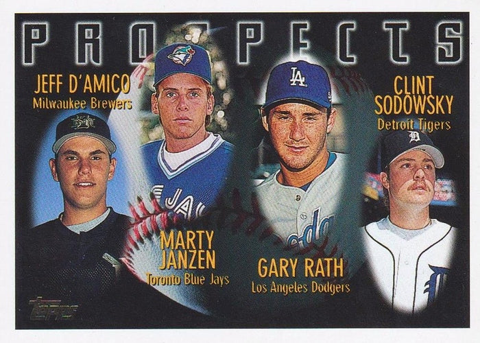 #429 Jeff D'Amico / Marty Janzen / Gary Rath / Clint Sodowsky - Milwaukee Brewers / Toronto Blue Jays / Los Angeles Dodgers / Detroit Tigers - 1996 Topps Baseball