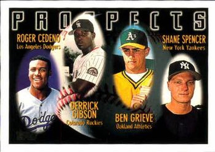 #436 Roger Cedeno / Derrick Gibson / Ben Grieve / Shane Spencer - Los Angeles Dodgers / Colorado Rockies / Oakland Athletics / New York Yankees - 1996 Topps Baseball