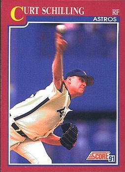 #80T Curt Schilling - Houston Astros - 1991 Score Rookie & Traded Baseball