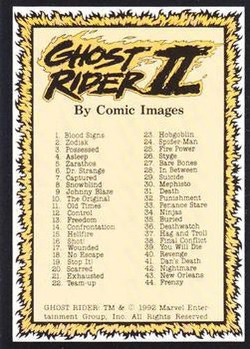 #80 Ghost Rider II Checklist - 1992 Comic Images Ghost Rider II