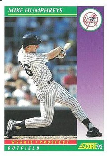 #815 Mike Humphreys - New York Yankees - 1992 Score Baseball