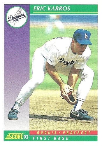 #827 Eric Karros - Los Angeles Dodgers - 1992 Score Baseball