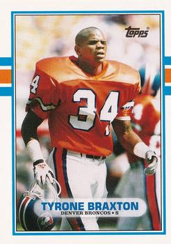 #82T Tyrone Braxton - Denver Broncos - 1989 Topps Traded Football