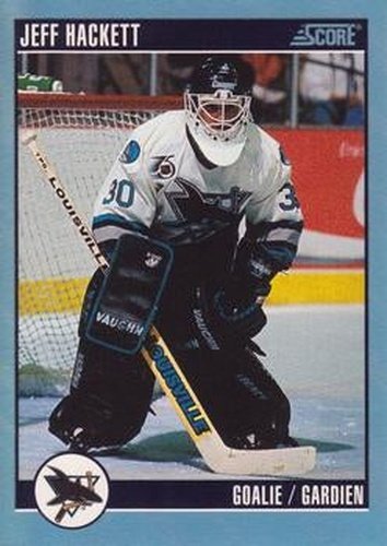 #82 Jeff Hackett - San Jose Sharks - 1992-93 Score Canadian Hockey