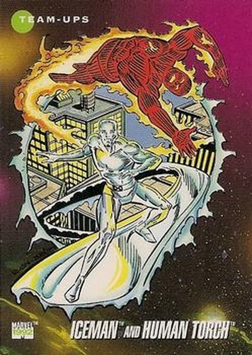 #82 Iceman and Human Torch - 1992 Impel Marvel Universe