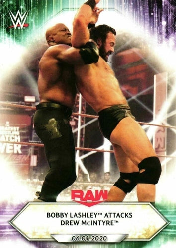 #83 Bobby Lashley Attacks Drew McIntyre - 2021 Topps WWE Wrestling