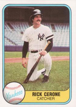 #83 Rick Cerone - New York Yankees - 1981 Fleer Baseball