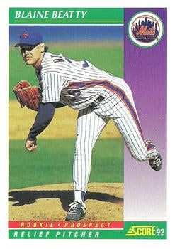 #843 Blaine Beatty - New York Mets - 1992 Score Baseball