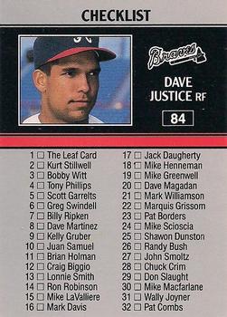 #84 David Justice - Atlanta Braves - 1991 Leaf Baseball