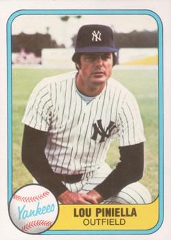 #85 Lou Piniella - New York Yankees - 1981 Fleer Baseball