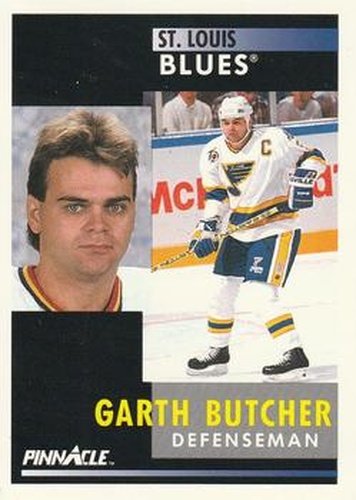 #85 Garth Butcher - St. Louis Blues - 1991-92 Pinnacle Hockey