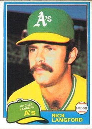#154 Rick Langford - Oakland Athletics - 1981 O-Pee-Chee Baseball