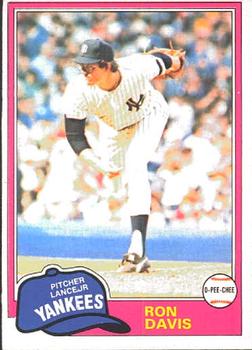 #16 Ron Davis - New York Yankees - 1981 O-Pee-Chee Baseball