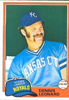 #185 Dennis Leonard - Kansas City Royals - 1981 O-Pee-Chee Baseball