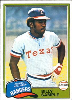 #283 Billy Sample - Texas Rangers - 1981 O-Pee-Chee Baseball