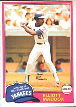 #299 Elliott Maddox - New York Yankees - 1981 O-Pee-Chee Baseball