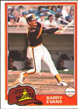#72 Barry Evans - San Diego Padres - 1981 O-Pee-Chee Baseball