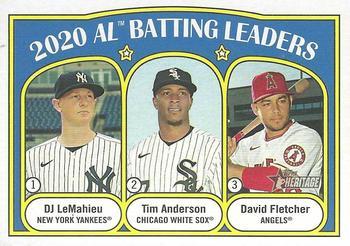 #86 2020 AL Batting Leaders DJ LeMahieu / Tim Anderson / David Fletcher - New York Yankees / Chicago White Sox / Los Angeles Angels - 2021 Topps Heritage Baseball