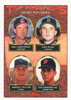 #786 Mike Christopher / Ken Ryan / Aaron Taylor / Gus Gandarillas - Cleveland Indians / Boston Red Sox / Chicago Cubs / Minnesota Twins - 1993 Topps Baseball