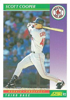 #876 Scott Cooper - Boston Red Sox - 1992 Score Baseball