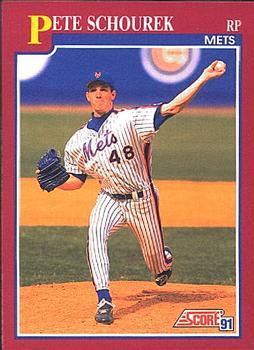 #87T Pete Schourek - New York Mets - 1991 Score Rookie & Traded Baseball