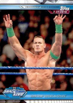 #87 John Cena Defeats AJ Styles - 2019 Topps WWE Road to Wrestlemania Wrestling