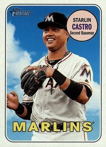 #87 Starlin Castro - Miami Marlins - 2018 Topps Heritage Baseball