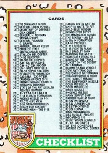 #88 Checklist - 1991 Topps Desert Storm