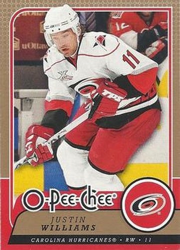 #110 Justin Williams - Carolina Hurricanes - 2008-09 O-Pee-Chee Hockey