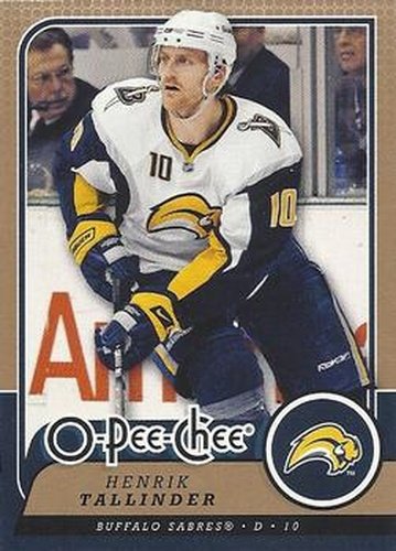 #165 Henrik Tallinder - Buffalo Sabres - 2008-09 O-Pee-Chee Hockey