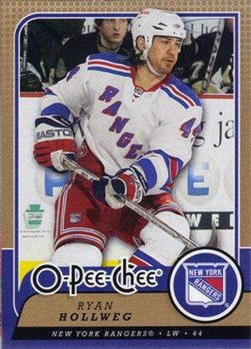 #190 Ryan Hollweg - New York Rangers - 2008-09 O-Pee-Chee Hockey