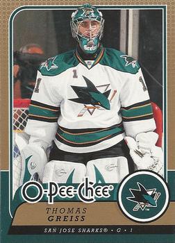#206 Thomas Greiss - San Jose Sharks - 2008-09 O-Pee-Chee Hockey