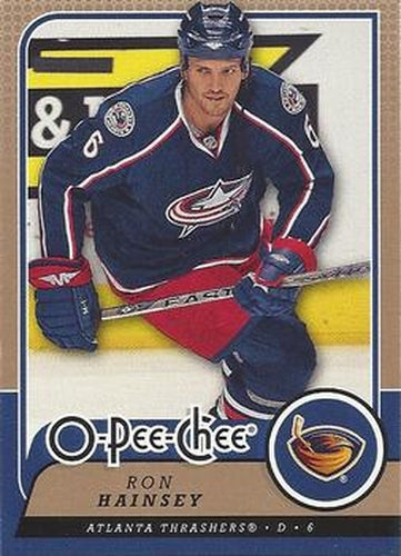 #252 Ron Hainsey - Atlanta Thrashers - 2008-09 O-Pee-Chee Hockey