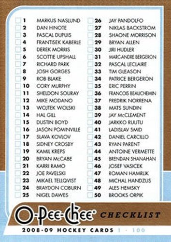 #496 Checklist - 2008-09 O-Pee-Chee Hockey
