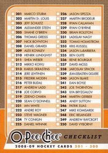 #498 Checklist - 2008-09 O-Pee-Chee Hockey