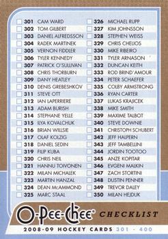 #499 Checklist - 2008-09 O-Pee-Chee Hockey