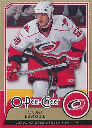 #52 Chad LaRose - Carolina Hurricanes - 2008-09 O-Pee-Chee Hockey