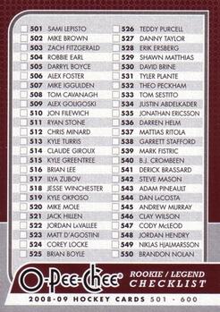 #561 Checklist - 2008-09 O-Pee-Chee Hockey