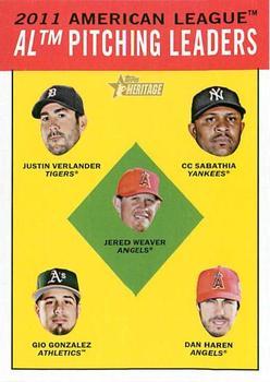 #8 AL Pitching Leaders - Detroit Tigers / New York Yankees / Oakland Athletics / Los Angeles Angels - 2012 Topps Heritage Baseball