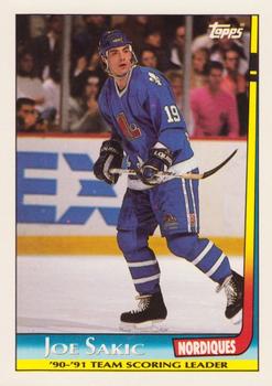 #8 Joe Sakic - Quebec Nordiques - 1991-92 Topps Hockey - Team Scoring Leaders