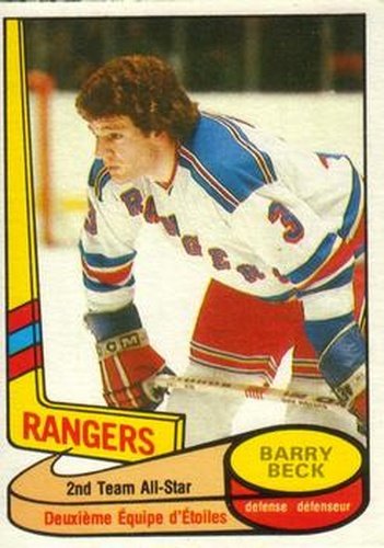 #90 Barry Beck - New York Rangers - 1980-81 O-Pee-Chee Hockey