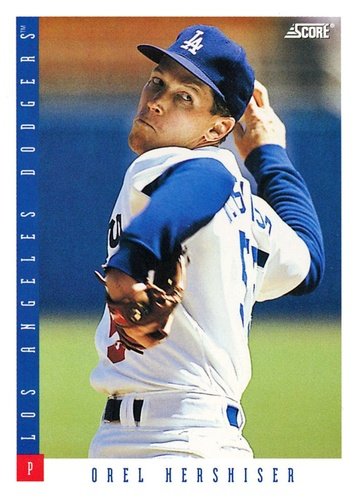 #90 Orel Hershiser - Los Angeles Dodgers - 1993 Score Baseball