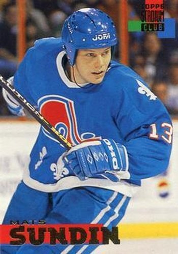 #90 Mats Sundin - Quebec Nordiques - 1994-95 Stadium Club Hockey