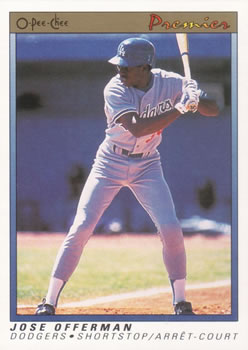 #90 Jose Offerman - Los Angeles Dodgers - 1991 O-Pee-Chee Premier Baseball