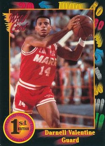 #90 Darnell Valentine - Kansas Jayhawks - 1991-92 Wild Card Basketball